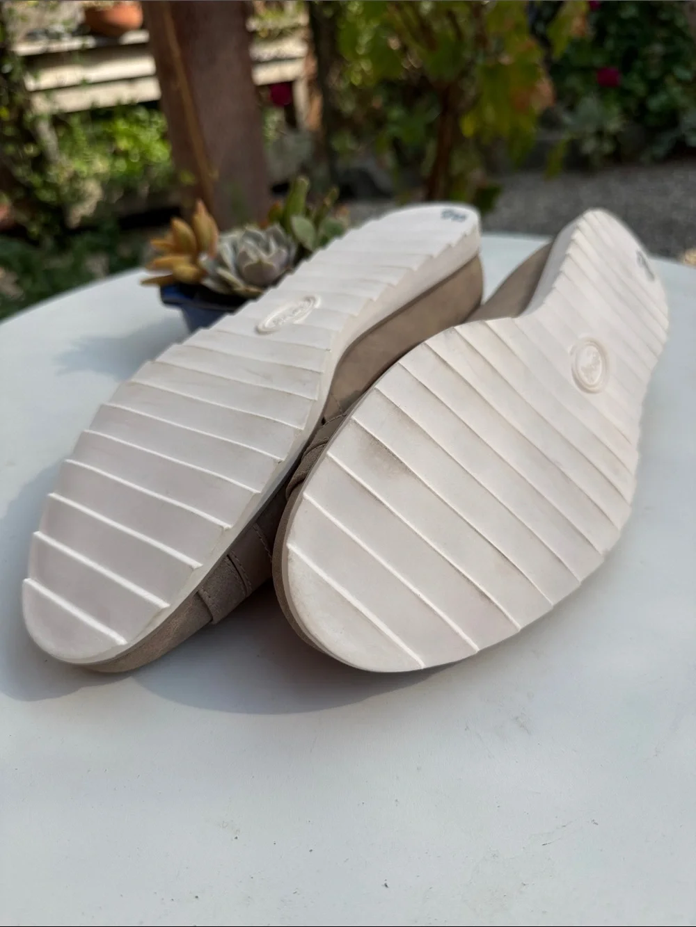 Women’s Neutral Taupe Slip-On Ballet Flats with Crisscross Straps